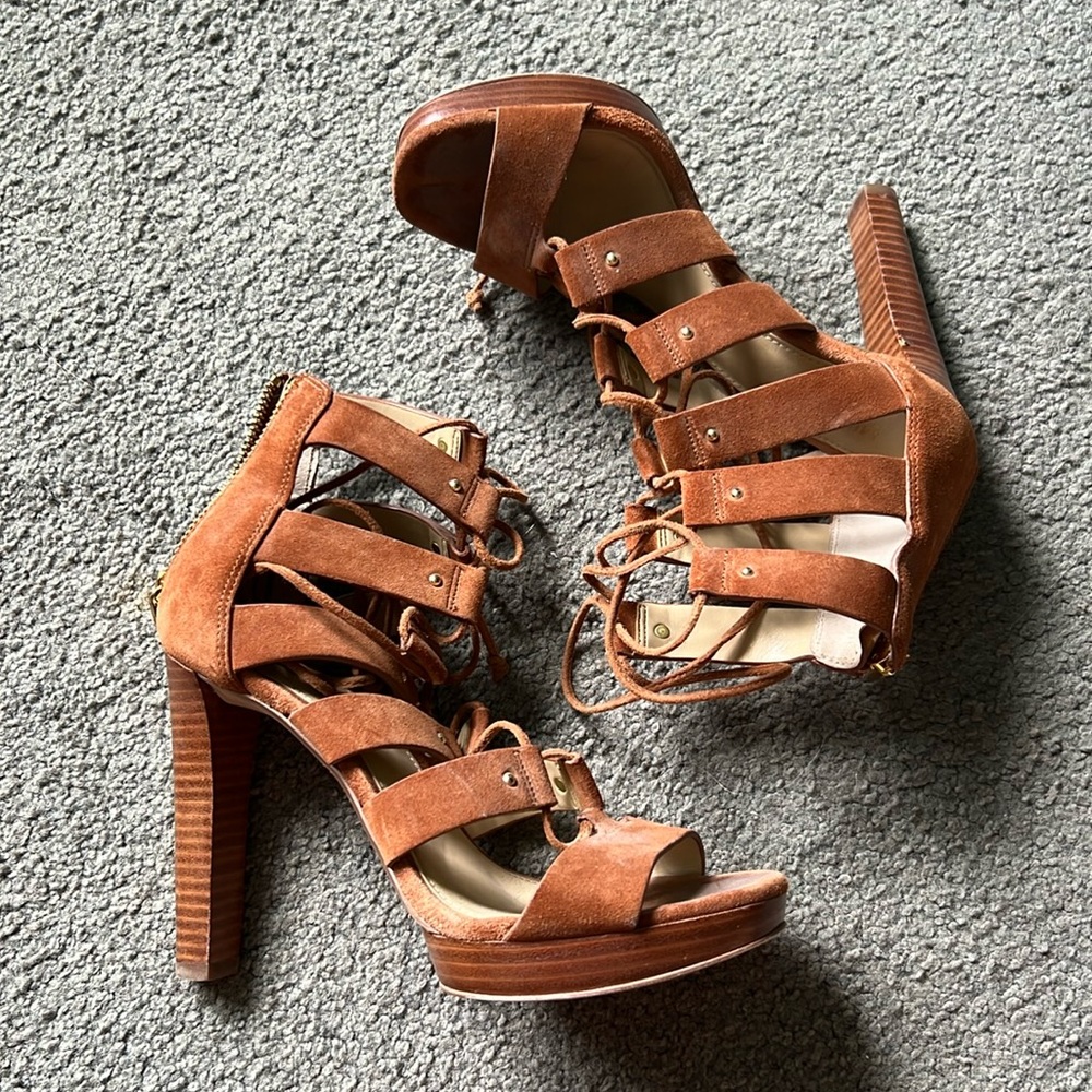 Michael Kors Brown lace up heels sandals size 6.5